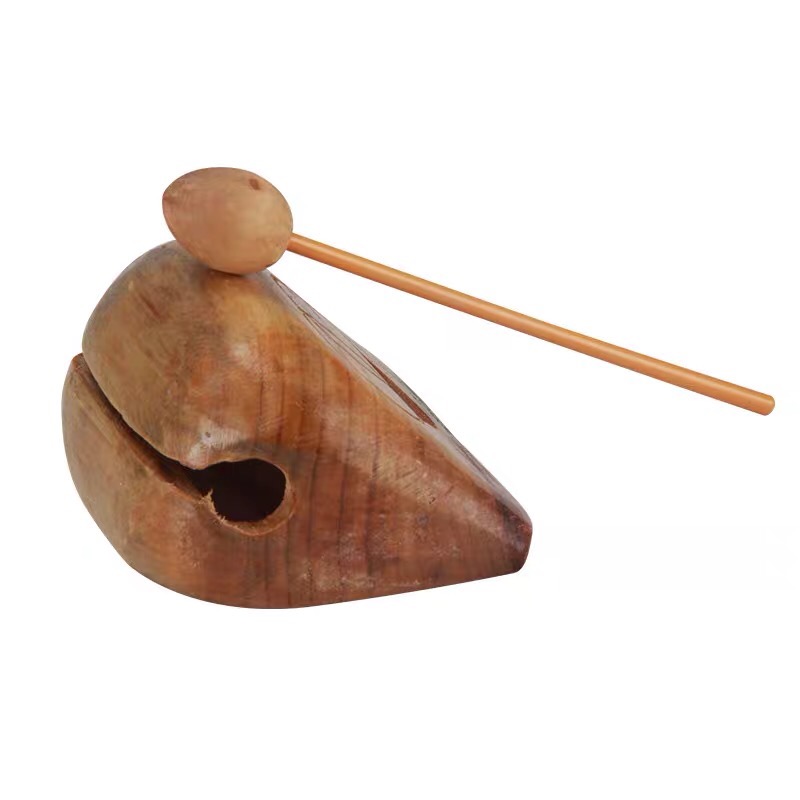 佛教用品法器实木儿童早教木鱼打击乐器原木色配棍子一套详情图2