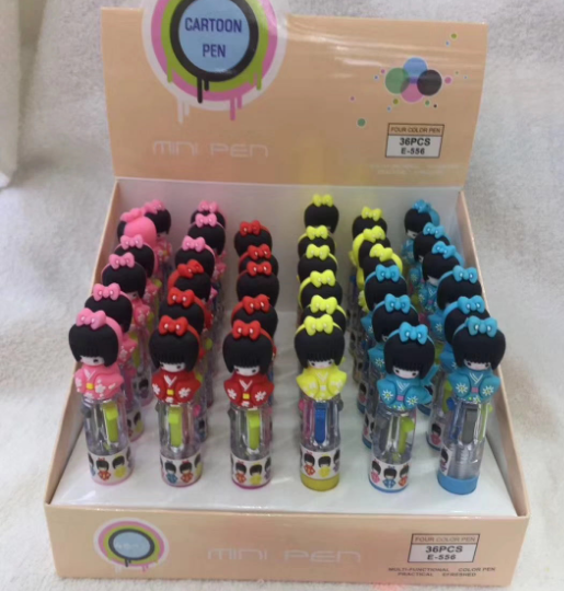 Mini Four-Color Cartoon Head Ballpoint Pen Creative Ballpoint Pen Children's Toy Pen