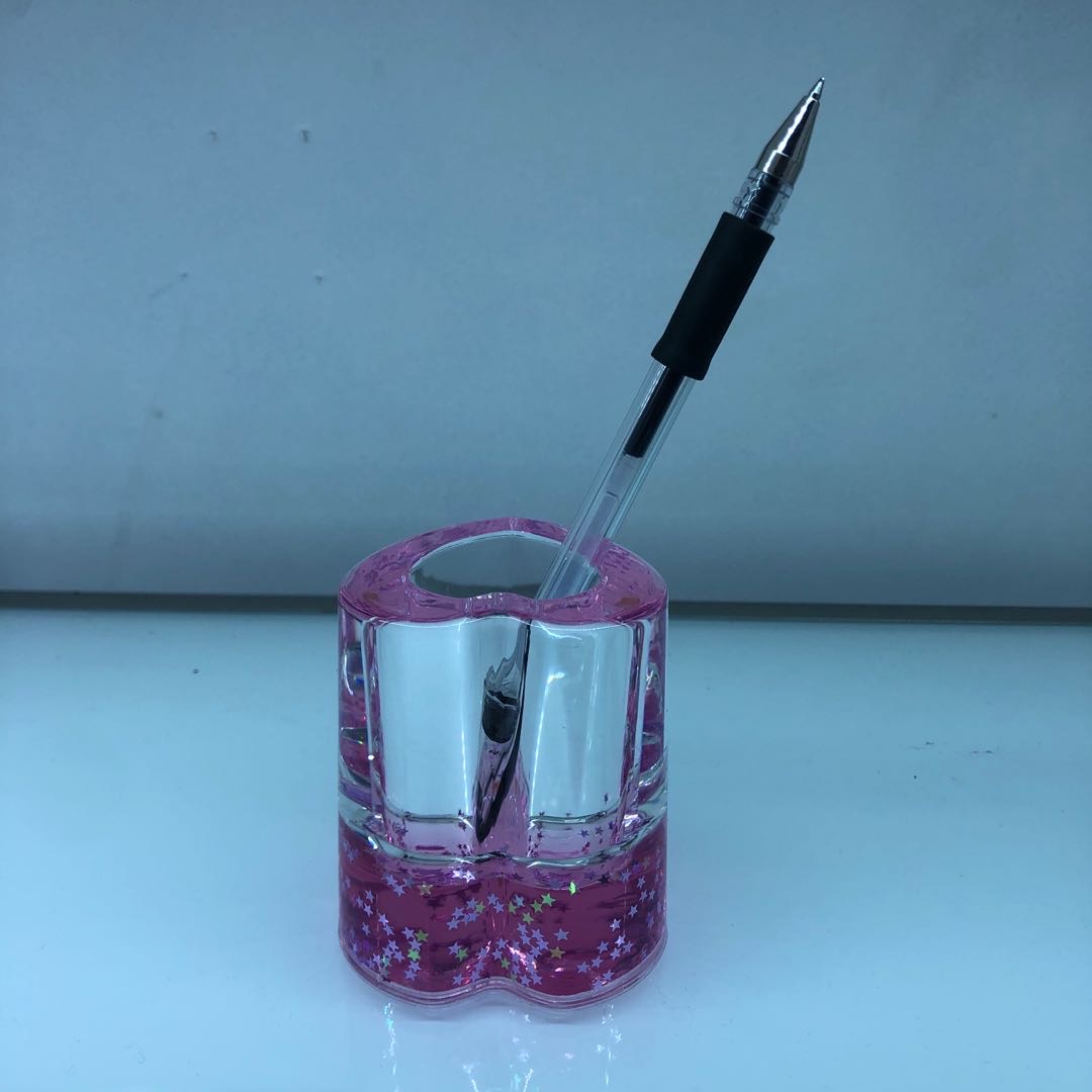 Heart shaped acrylic pen container drop oil craft decoration home decoration holiday gift thumbnail