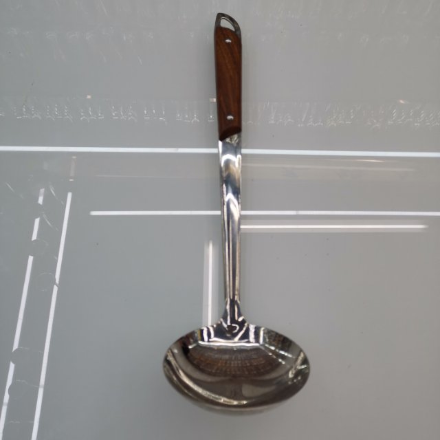 A01 Wooden Handle Soup Spoon Stainless Steel Long Handle Thickened Cooking Spatula Household Spoon Spatula Large Soup Spoon Kitchenware Kitchen Supplies Tools