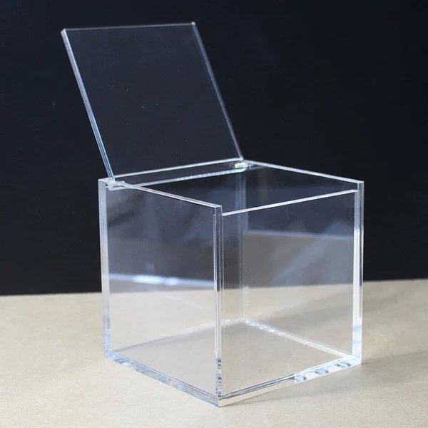 透明亚克力收纳盒翻盖正方形胶囊咖啡桌面收纳有盖面膜储物盒防尘详情图2