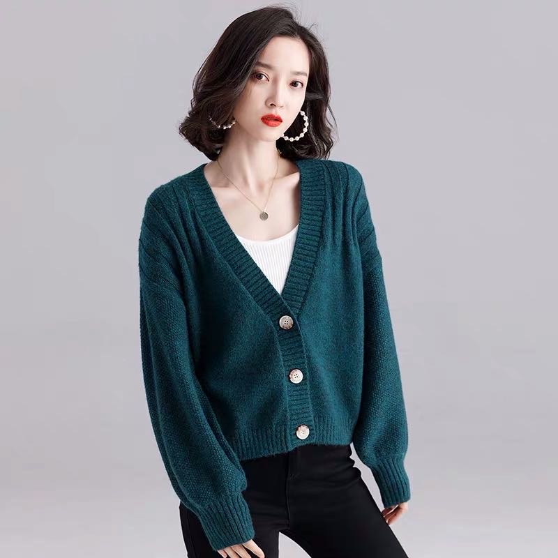 早春毛衣开衫女外搭上衣2020年新款女装春秋宽松短款针织衫小外套细节图