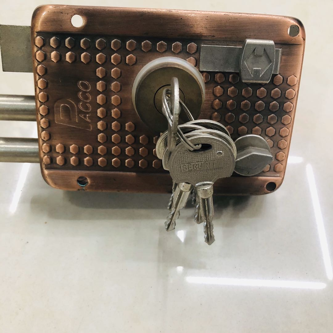 5片钥匙门锁铝合金门锁平开执手锁双面牛头锁产品图