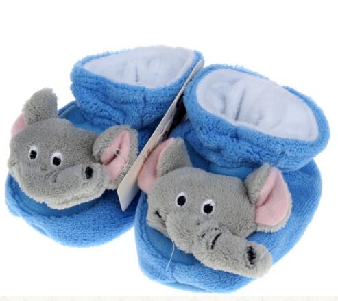 Grey Elephant Blue Sheriwa coral velvet cartoon baby walking shoes Spring and autumn warm baby shoes full figure