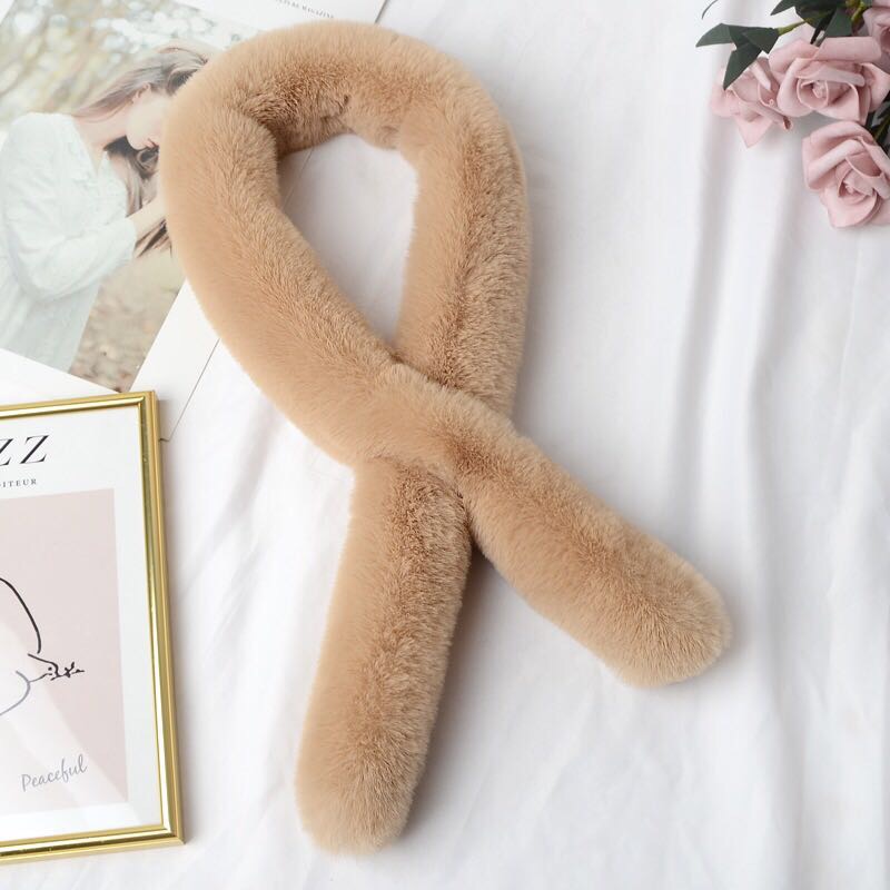 Women's Fashion Trend Casual Everything Winter Fine Imitation Fur Strip Cross Neck