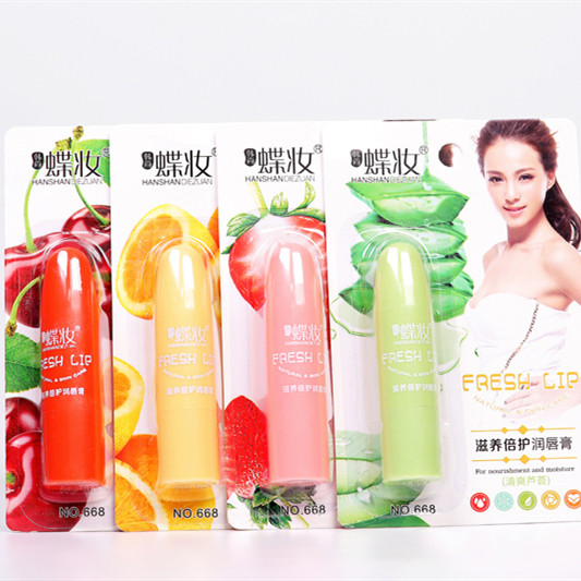 Han Shang butterfly makeup lip balm lip protection moisten colorless students moisturizing and moisturizing to prevent dry crack 4 flavors thumbnail