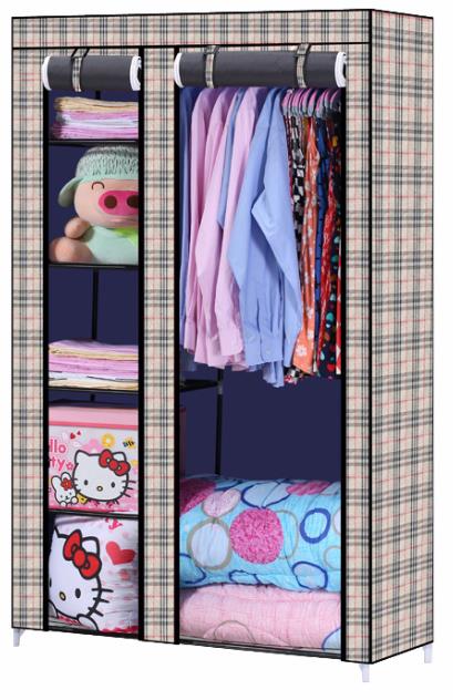 Wardrobe Cloth Wardrobe Modern Simple Steel Pipe Thickened Oxford Fabric Single Dormitory Rental Room Wardrobe T68106 details Picture