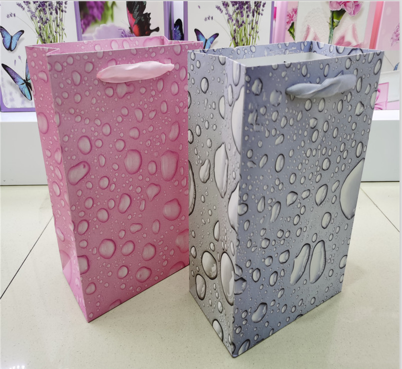 Raindrop gift handbag, UV gift bag, water drop hand-held paper bag, dew shopping clothing bag customization full figure