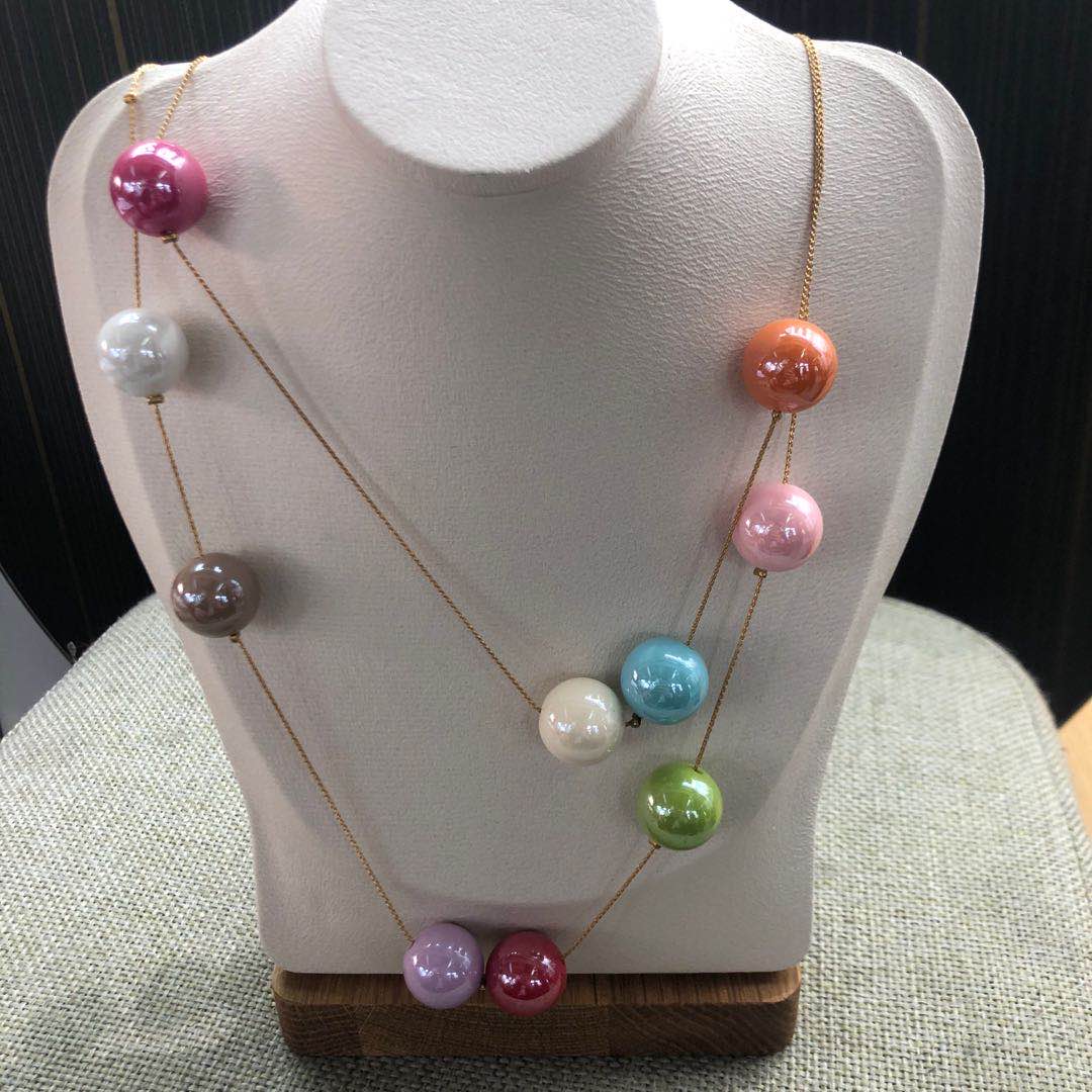 New fashion candy color round bead necklace temperament necklace couple jewelry high-end allergy jewelry Wanyuan Jewelry-0112 thumbnail