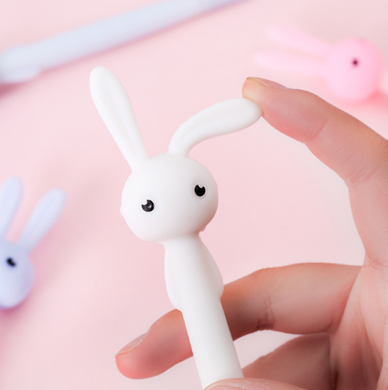 热销学生文具创意中性笔中帆2019可爱大头兔硅胶卡通笔礼品批发细节图