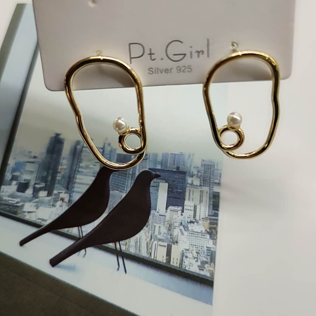 Trend new s925 silver simple temperament irregular earrings pearl joker exquisite earrings earrings thumbnail