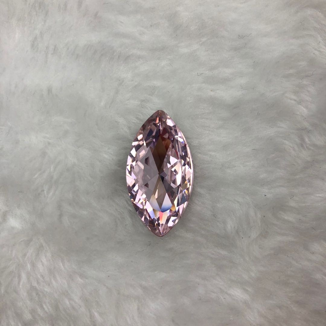 东洲水晶 粉色长水滴水晶锆石 水晶玻璃底部镀膜镀层