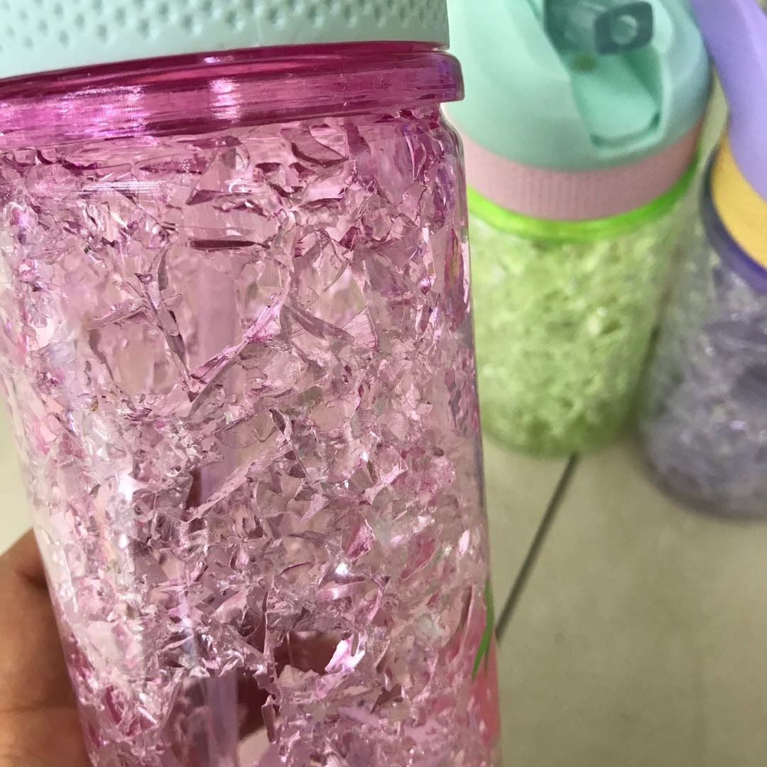 清新可爱吸管冰杯少女心碎冰杯学生便携塑料杯夏季制冷杯双层细节图