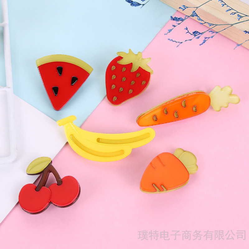 Korean Creative Fruit Shape Children's Hairpin Sweet Cute Watermelon Decorative Hairpin Girl Bangs Clip Customization