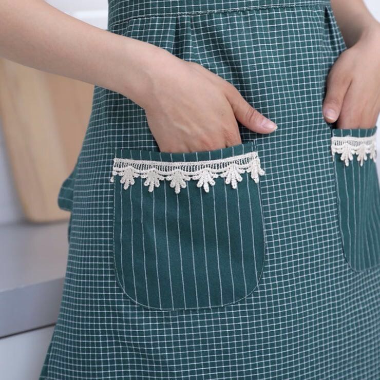 棉布围裙女厨房韩版时尚防尘防污可爱坎肩成人男春夏秋季工作服细节图