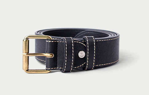 Classic leather belt leather buckle belt two car line black cowhide Korean casual men's pure cowhide young belt thumbnail