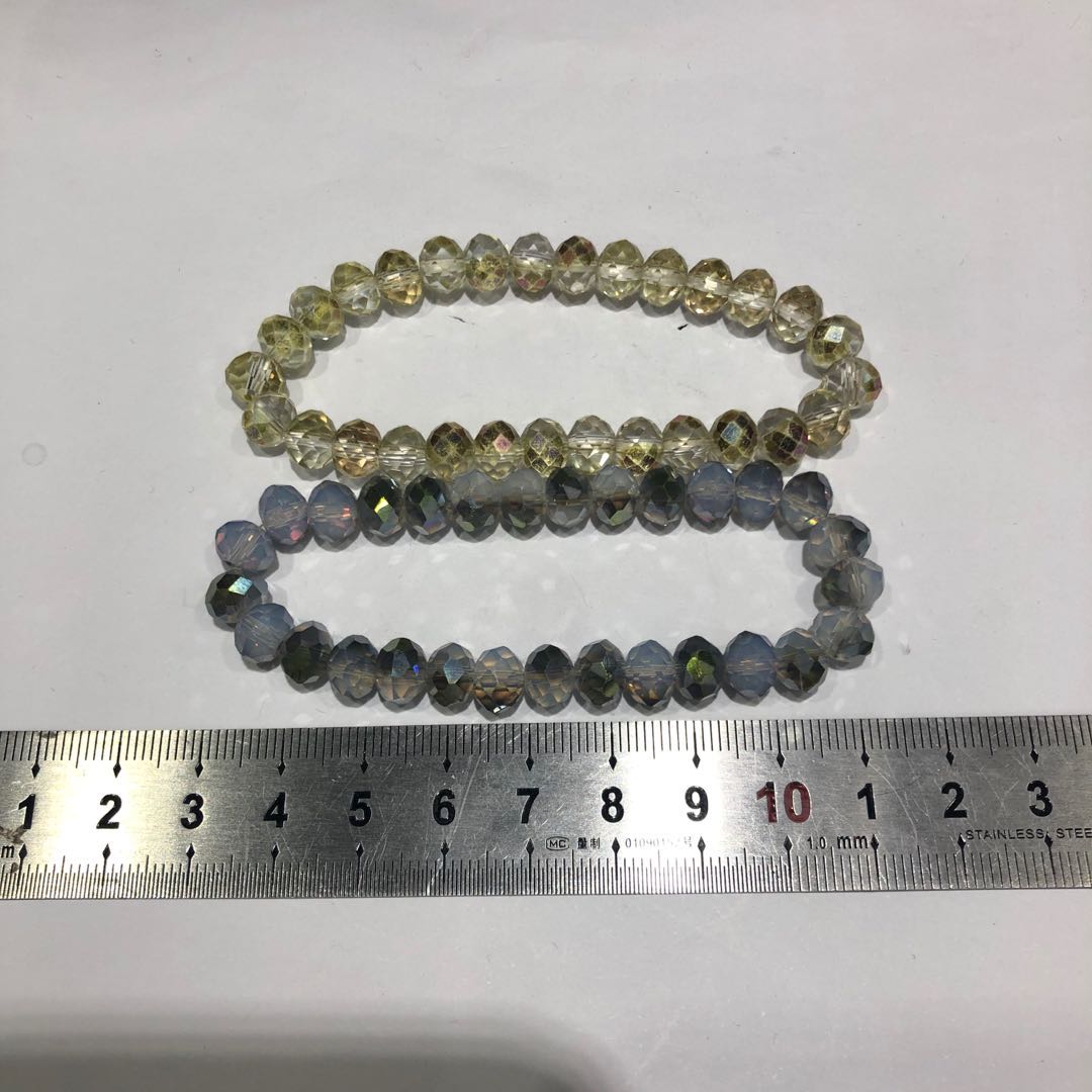 水晶碎石DIY有孔天然带孔半成品消磁紫水晶白粉黄碧玺石榴石手链细节图