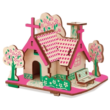 3d立体拼图木质儿童拼插类玩具建筑模型木制激光雕刻拼图拼板批发