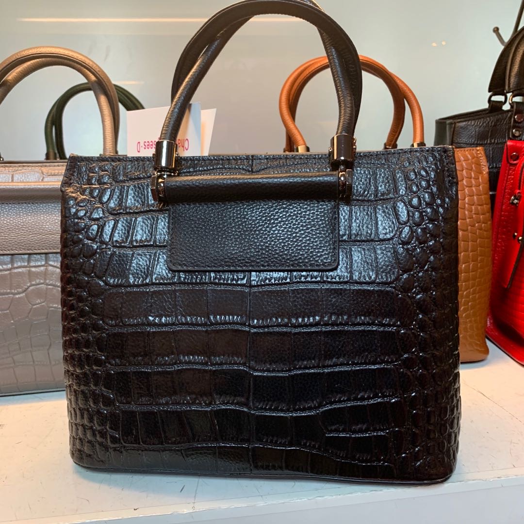 Xinyinhua Xyh Brown Chequered Embossed Square Hand Bag Guangzhou High-Grade Fashion Women's Bag details Picture