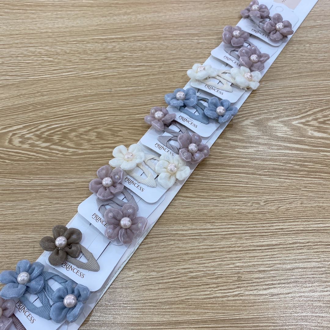 Hot new pearl flower children's fabric clip details Picture