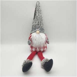 厂家2020新款圣诞节红白格子尖帽老人