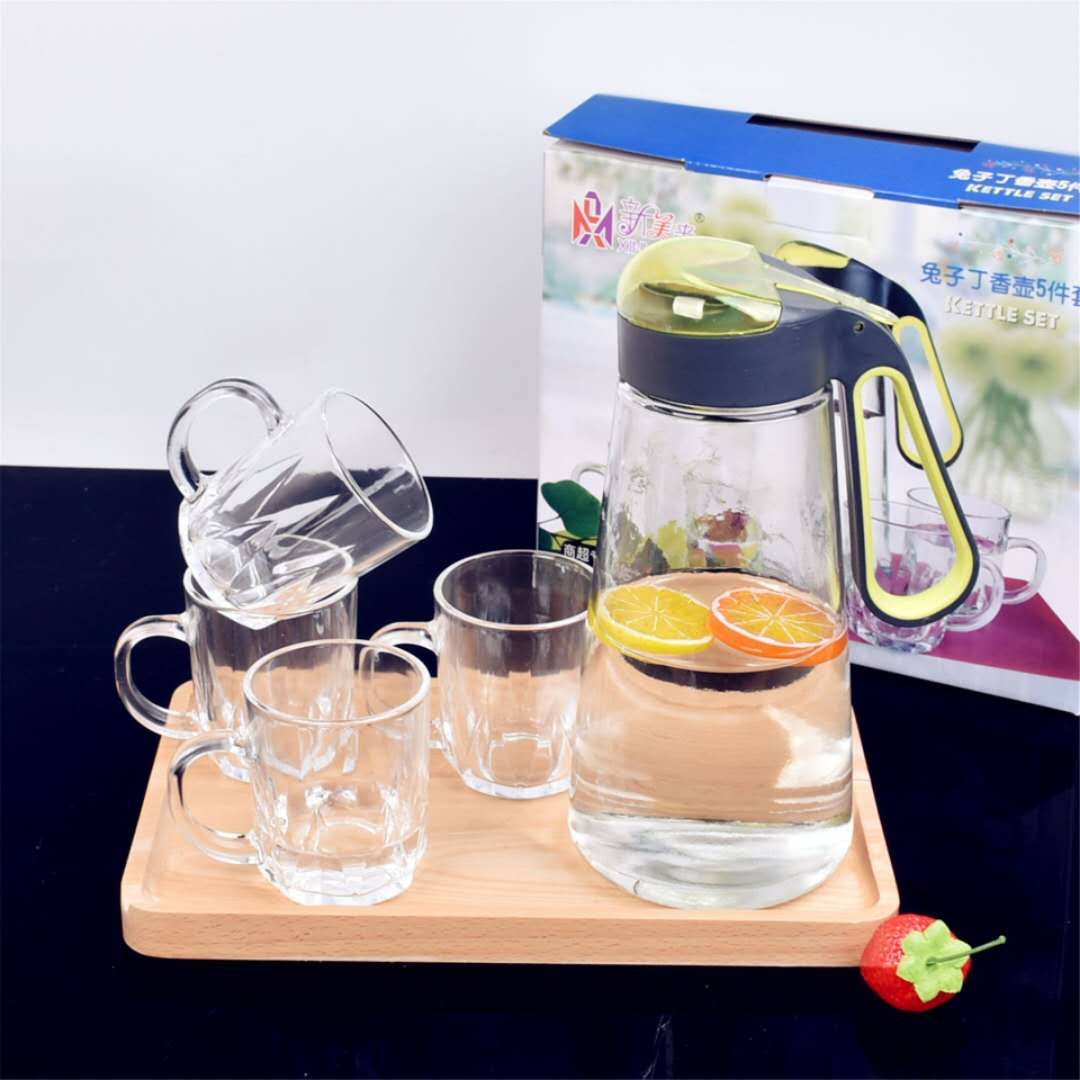 New Rabbit Clove Water Set 5-Piece Home Glass Cold Water Bottle Set Juice Pot Set