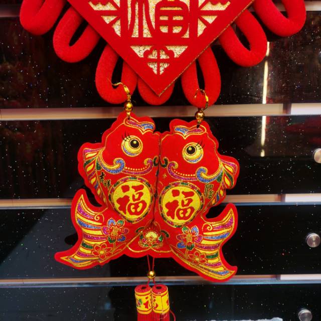 40# Four-Sided Three-Dimensional Red Fufu Laminated Casement Flannelette Printed Hanging Fish Fringe Specification drawing