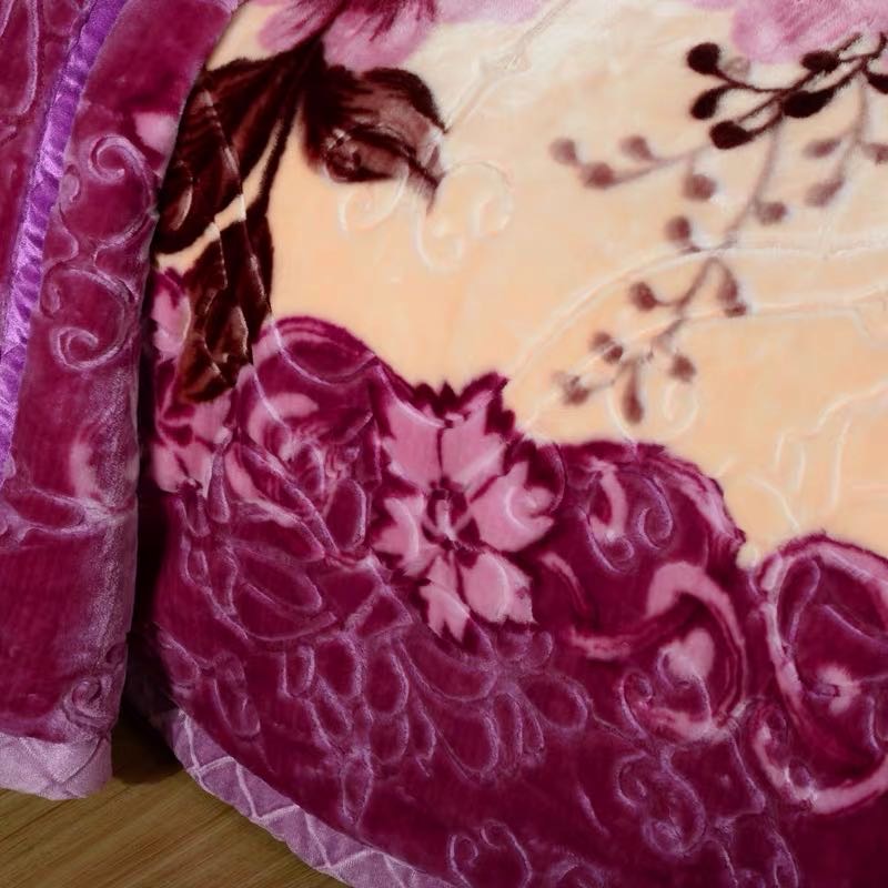 诗兰双层加厚拉舍尔毛毯婚庆毯子大红冬季双人珊瑚绒毯盖毯详情图3
