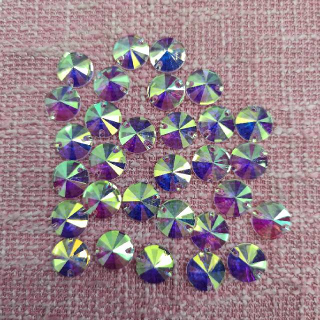 Flat-bottomed diamond rhinestone, irregular shape, colored circle, nail art thumbnail