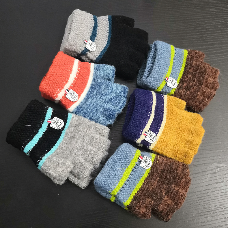 新款针织毛线半指户外保暖魔术手套厂家批发产品图