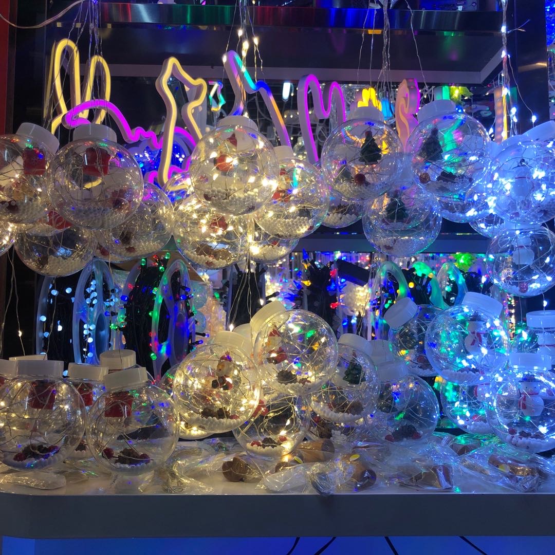 五彩灯球圣诞树透明装饰灯礼物装饰灯球图