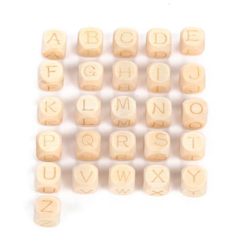 26 letters handmade lotus wood letters square beads wood delicate toy crafts thumbnail
