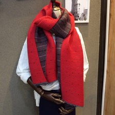 秋冬新款韩版时尚双面波点加厚保暖围巾