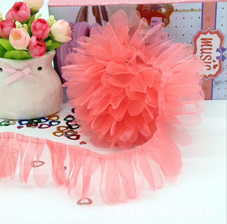 4cm Dreamy three-piece gauze hazy doll pleated lace decorative folded flower DIY material