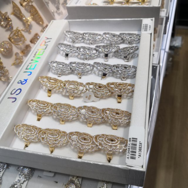 花朵款欧美风夸张水钻戒指同戒外贸出口现货批发