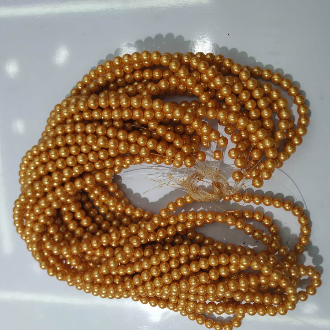 Golden imitation glass pearl bracelet with beads, DIY handcrafted creative accessory and craft jewelry