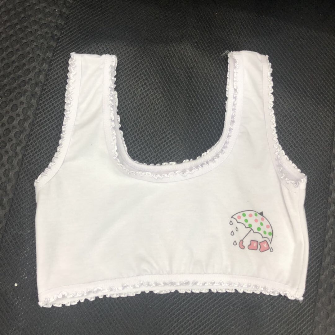 In summer, the middle school girl's little half dress grows period pure cotton vest girl's underwear single layer does not have the sea cotton pad to wipe the bosom thumbnail