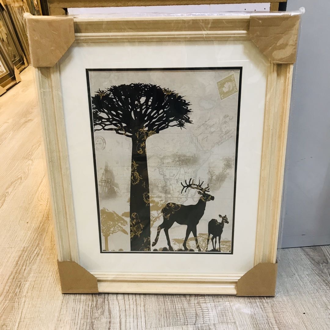 北欧风客厅装饰画沙发背景墙时尚麋鹿挂画酒店壁画