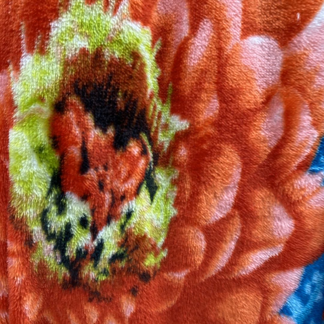粉底彩色花朵图案印花超柔法莱绒毛毯200*230cm细节图
