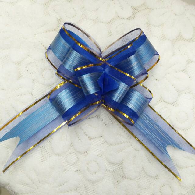Blue Ribbon Ribbon Decorative Flower Hand-Pulled Wedding Car Decoration Party Birthday Dress Up Ribbon