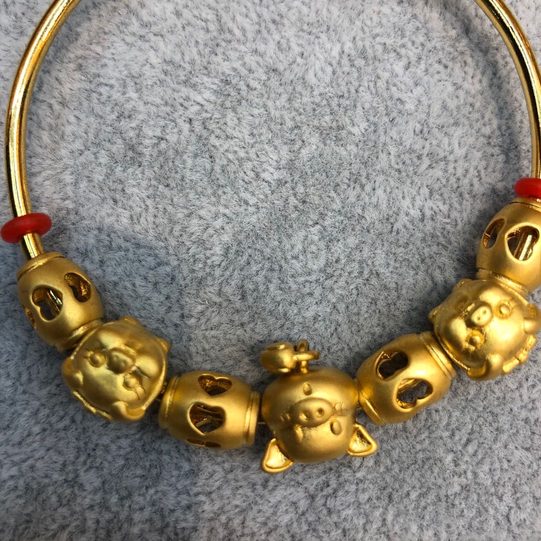 Silly Pig Bracelet Brass Gold Plated Three Three Women's Jewelry Specification drawing