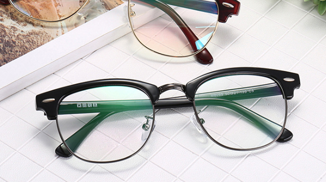 TR90男女复古平光镜记忆眼镜框中性米钉近视眼镜大框眼镜架详情图1