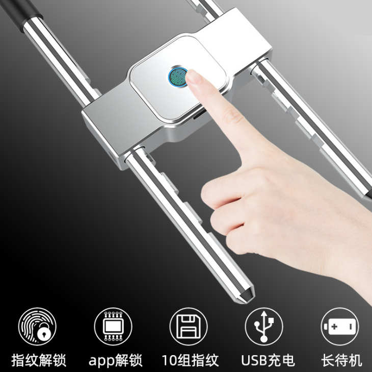 Yiwu Good Goods W11 Fingerprint U-shaped Lock Fingerprint Padlock Mobile APP Bluetooth Unlocking Specification image