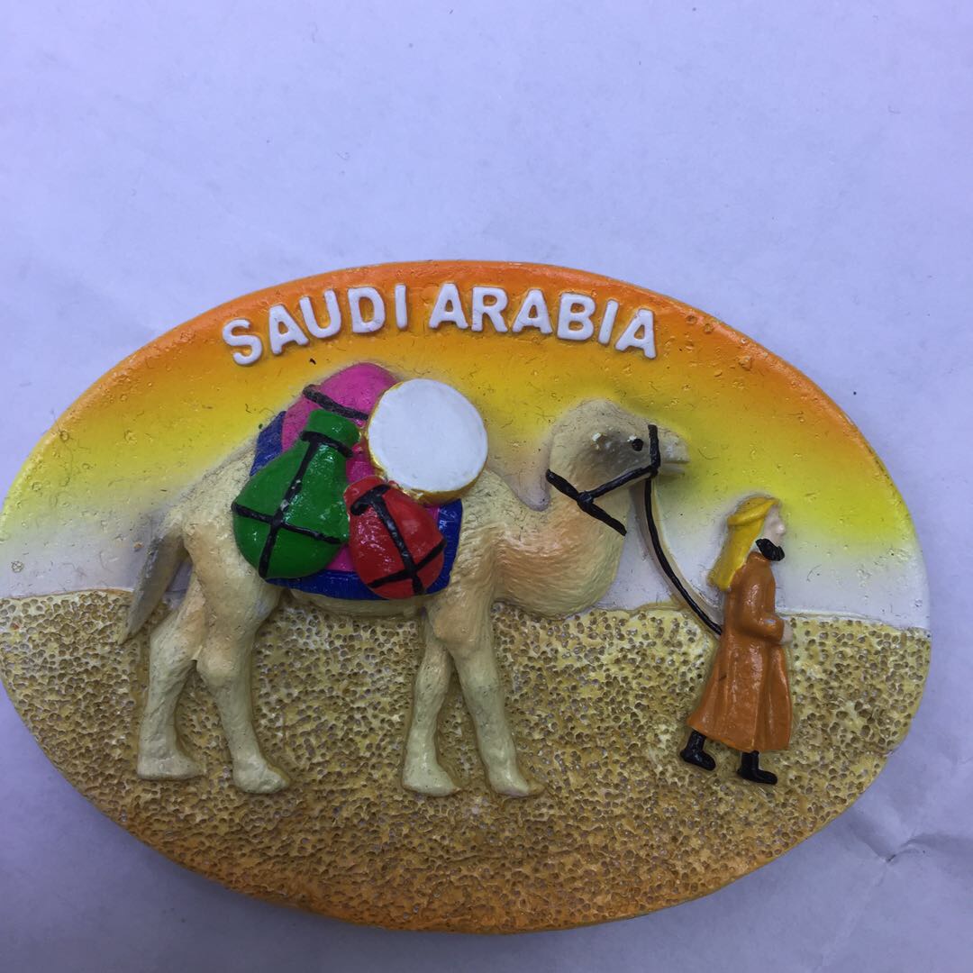 出口冰箱贴磁贴西班牙巴塞罗旅游纪念品3D手绘立体树脂多款式乌克兰俄语生肖各国风景冰箱贴椭圆形骆驼图案