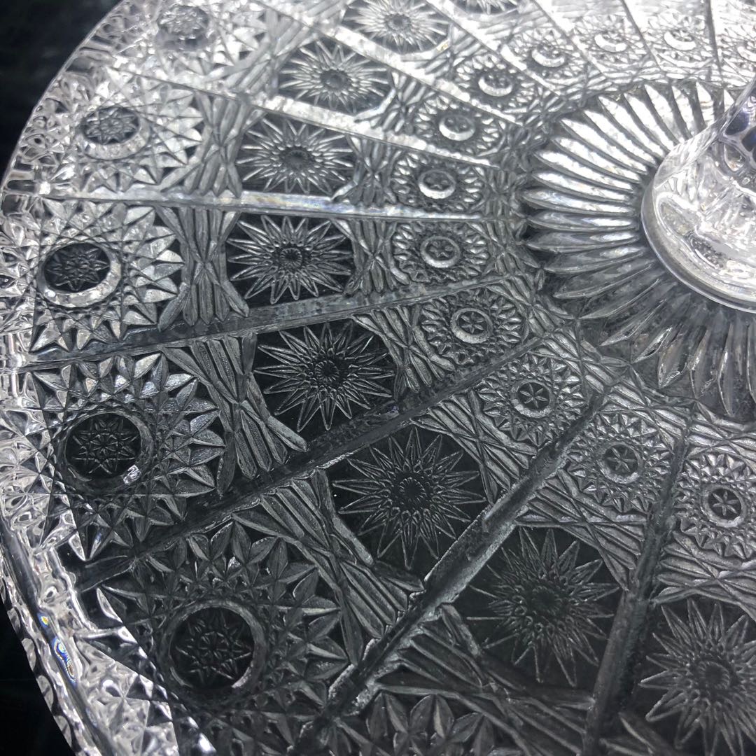 透明水晶玻璃圆形雕花水果盘干果盘产品图