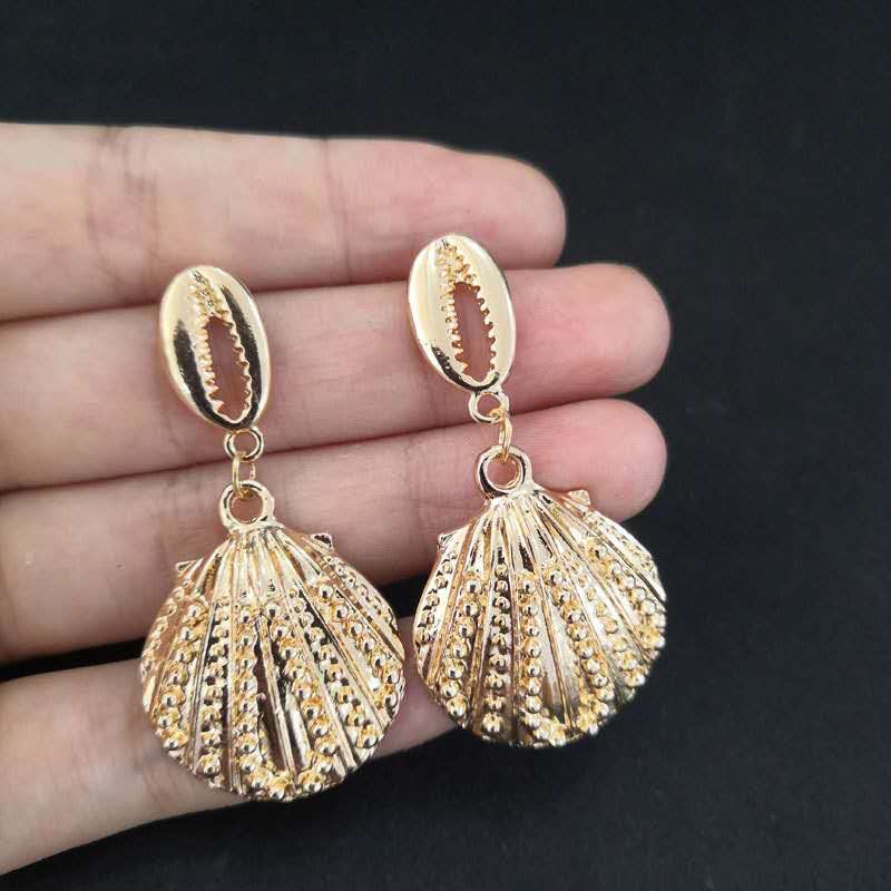 欧美时尚创意耳环波西米亚风格扇贝耳饰产品图