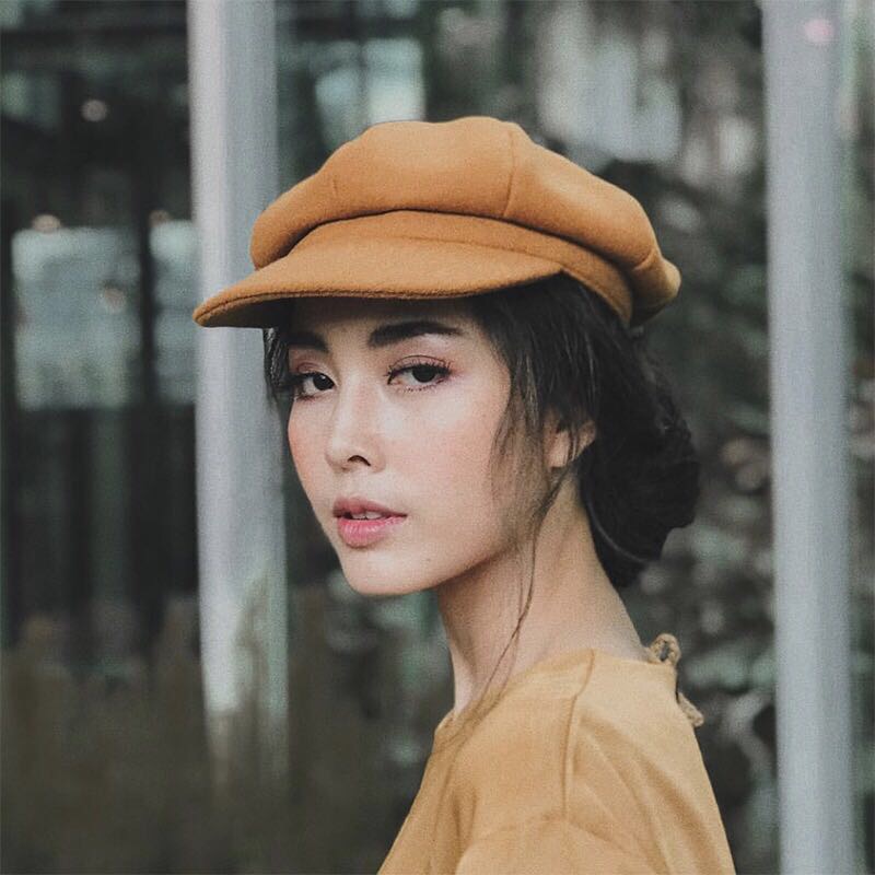 贝雷帽女冬天薄款复古日系韩版八角帽
