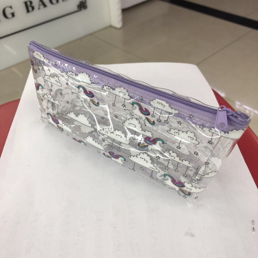 国潮PVC零钱包卡通印花笔袋透明文具包