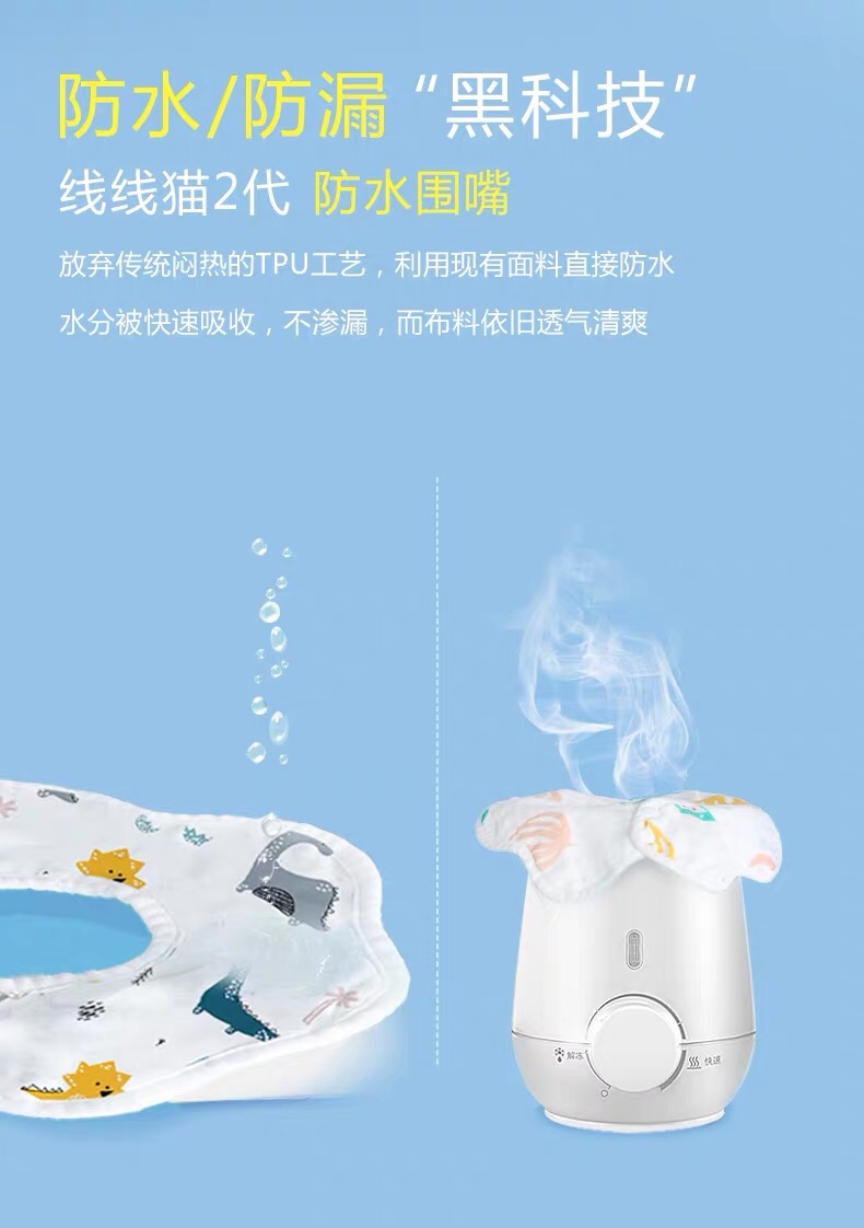 婴儿口水巾纯棉纱布围嘴新生宝宝防水秋冬吃饭围兜360度旋转儿童细节图