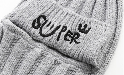 Hat Women Autumn And Winter Knitted Embroidery Smiley Face Wool Hat Mask Warm Korean Version Of All Ride Bike Head One Hat [For Foreign Trade] details Picture